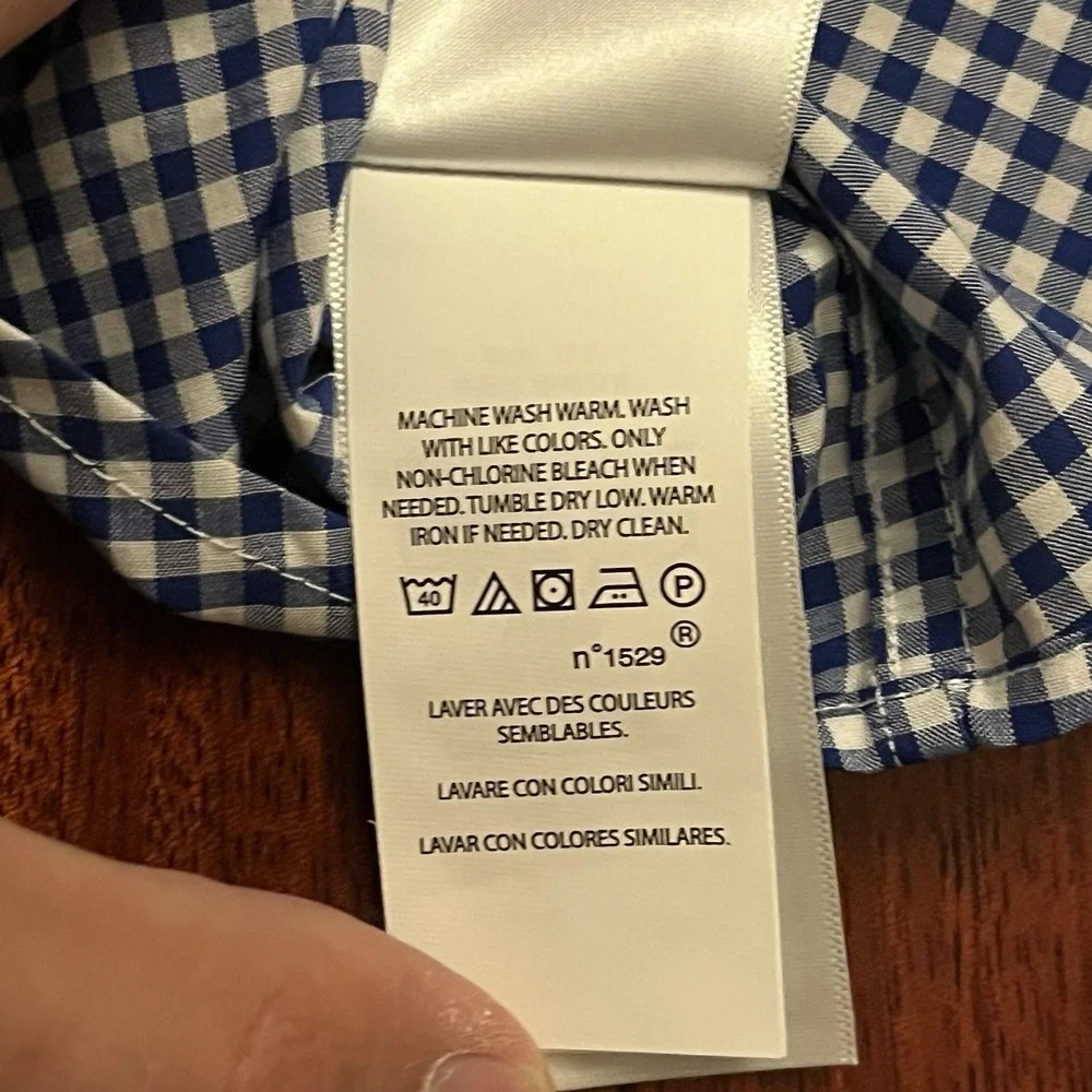 Polo Ralph Lauren Shirt Kids 3T Blue White Gingham Button Down Natural Stretch
